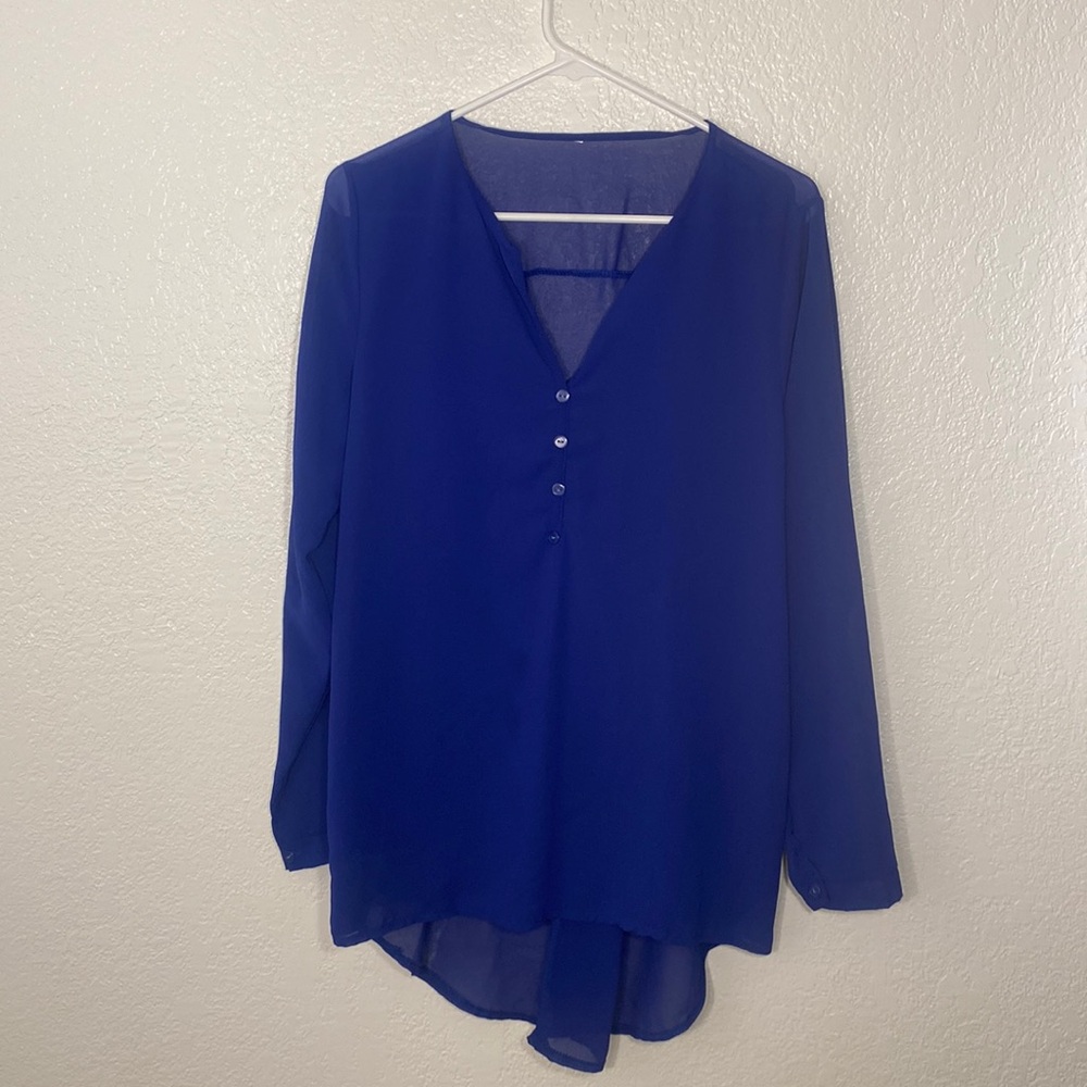 Royal blue business casual blouse | size M
